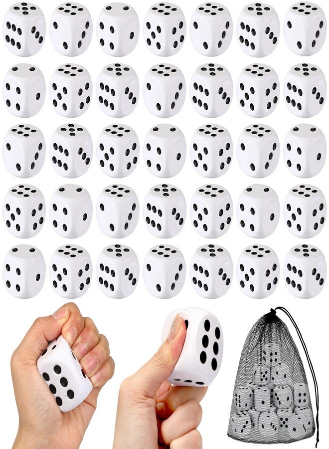 RoundFunny 48 Pcs Foam Dice Stress Ball 1.57 Inch Fake Soft Slow Dot Stress Anxiety Relief Dice Toys for Kids Adults Board Game Casino Decoration Party Toy Favors Supplies(White, Black) - Image 1